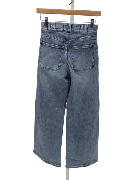 Frame Women Carpenter Wide-Leg Jeans Blue Mid Rise Button Inseam 29 Size 24