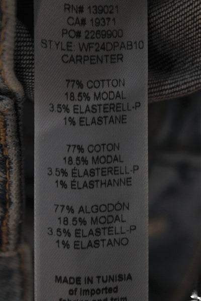 Frame Women Carpenter Wide-Leg Jeans Blue Mid Rise Button Inseam 29 Size 24