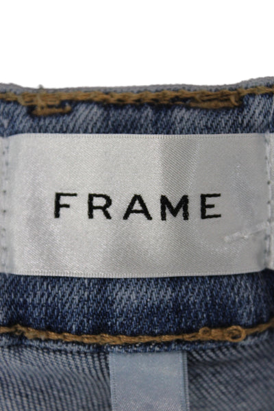 Frame Women Carpenter Wide-Leg Jeans Blue Mid Rise Button Inseam 29 Size 24