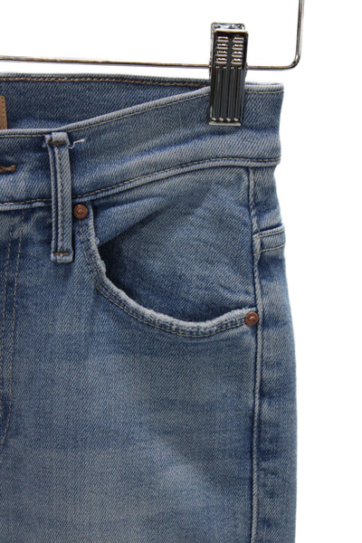 Mother Womens Flared Jeans Blue Cotton Mid Rise Button Inseam 29 Size 24