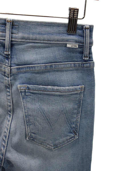 Mother Womens Flared Jeans Blue Cotton Mid Rise Button Inseam 29 Size 24