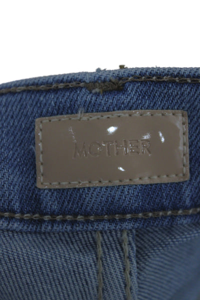 Mother Womens Flared Jeans Blue Cotton Mid Rise Button Inseam 29 Size 24