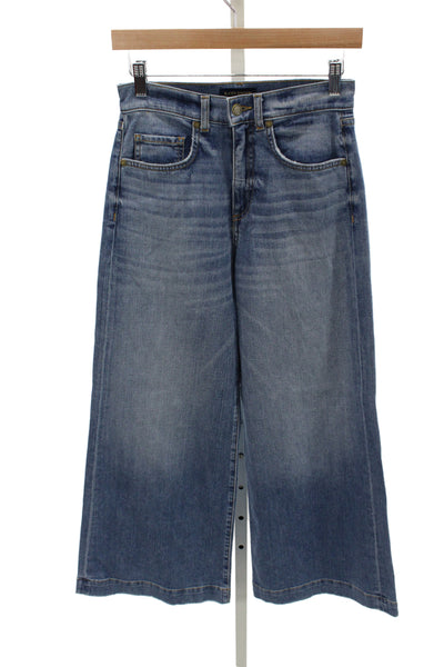 Ramy Brook Women Wide Leg Blue Cotton Mid Rise Jeans Size 26