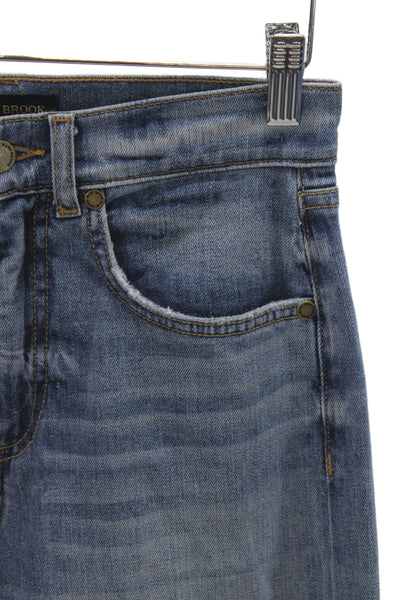 Ramy Brook Women Wide Leg Blue Cotton Mid Rise Jeans Size 26