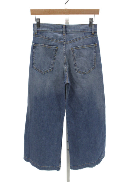 Ramy Brook Women Wide Leg Blue Cotton Mid Rise Jeans Size 26
