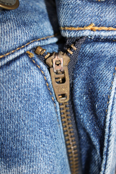 Ramy Brook Women Wide Leg Blue Cotton Mid Rise Jeans Size 26