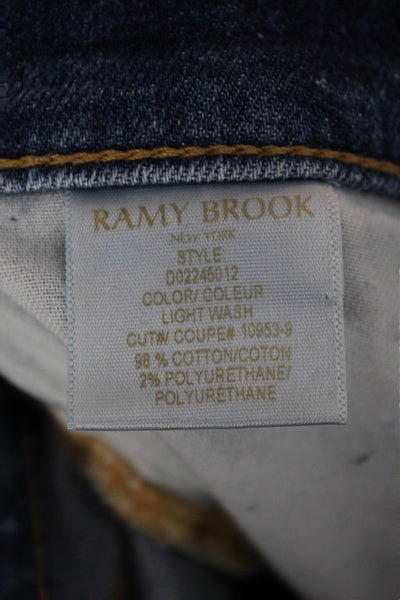 Ramy Brook Women Wide Leg Blue Cotton Mid Rise Jeans Size 26