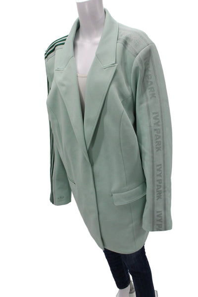 Adidas Womens Basic Jacket Green Button Polyester Size 2X