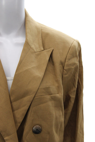 Veronica Beard Unisex Adults 55% Linen Brown Blazer Long Sleeve Button Size 20