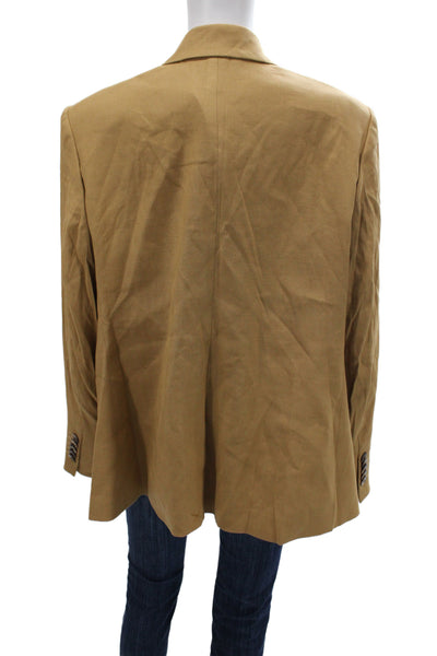 Veronica Beard Unisex Adults 55% Linen Brown Blazer Long Sleeve Button Size 20