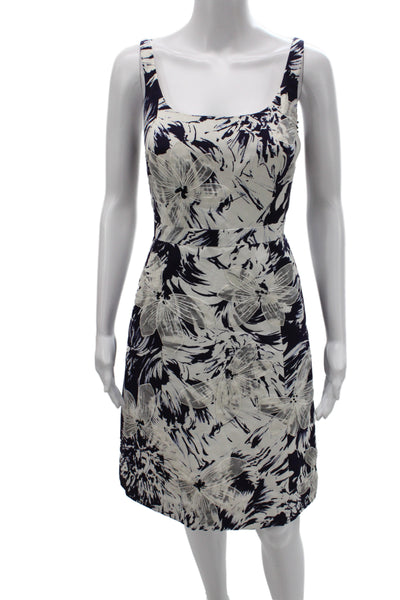 Carmen Marc Valvo Women Sheath Floral Black Sleeveless Scoop Mini Dress Size 6