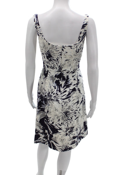 Carmen Marc Valvo Women Sheath Floral Black Sleeveless Scoop Mini Dress Size 6