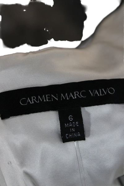 Carmen Marc Valvo Women Sheath Floral Black Sleeveless Scoop Mini Dress Size 6