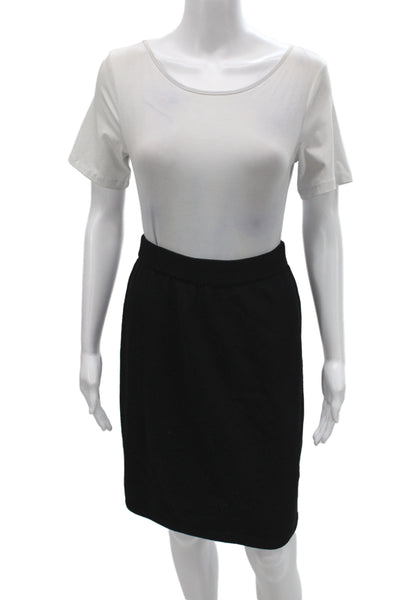 St. John Basics Womens Straight Pencil Skirt Black Knit Pull On Size 2