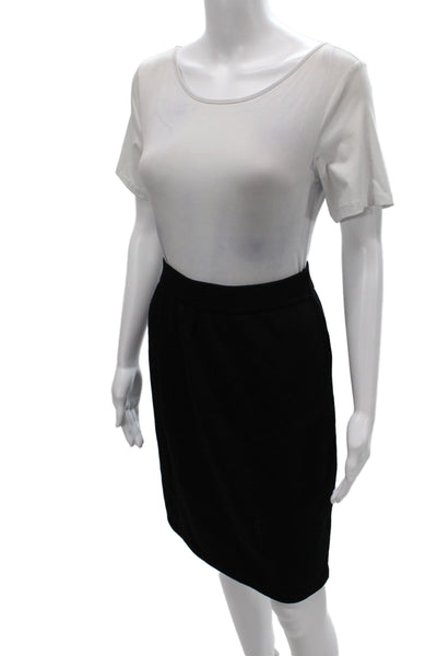 St. John Basics Womens Straight Pencil Skirt Black Knit Pull On Size 2