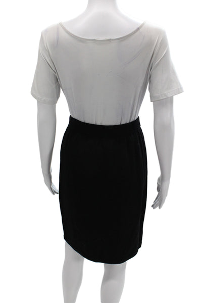 St. John Basics Womens Straight Pencil Skirt Black Knit Pull On Size 2