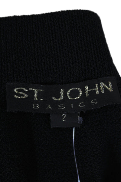 St. John Basics Womens Straight Pencil Skirt Black Knit Pull On Size 2