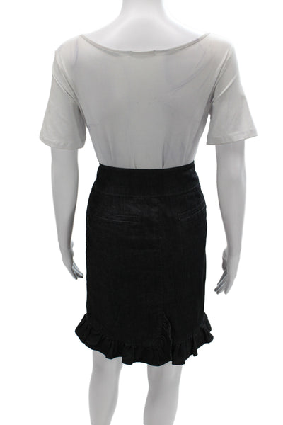 Leifsdottir Women Wrap Skirt Black Button Knee Length Cotton Size 8