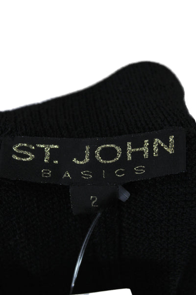 St. John Basics Women Black Solid Pants Inseam 25 Size 2