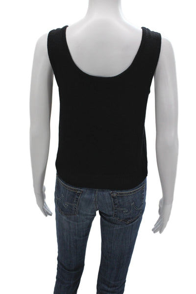 St. John Basics Women Black Knit Tank Top Scoop Neck Sleeveless Solid Size PP