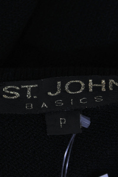 St. John Basics Women Black Knit Tank Top Scoop Neck Sleeveless Solid Size PP