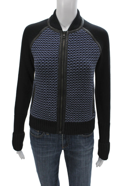 Rag & Bone Womens Bomber Jacket Black Cotton Crew Neck Size XS