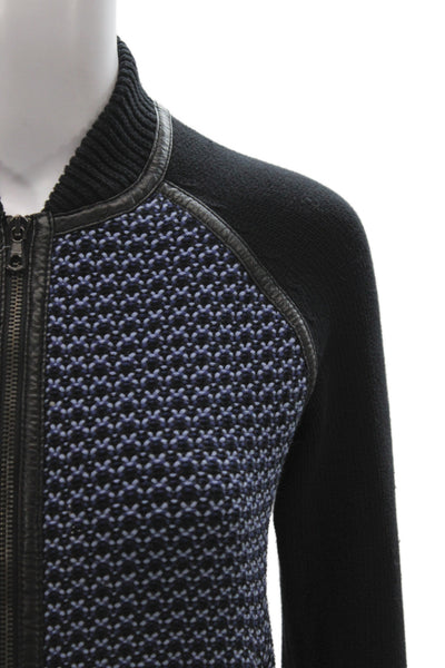 Rag & Bone Womens Bomber Jacket Black Cotton Crew Neck Size XS