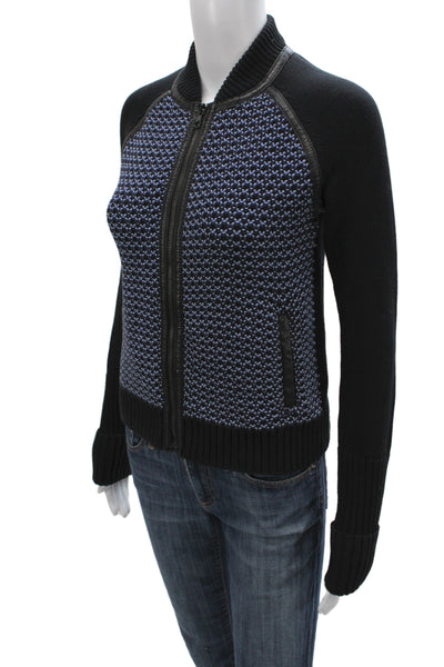 Rag & Bone Womens Bomber Jacket Black Cotton Crew Neck Size XS