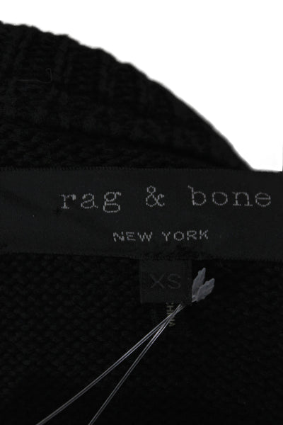 Rag & Bone Womens Bomber Jacket Black Cotton Crew Neck Size XS
