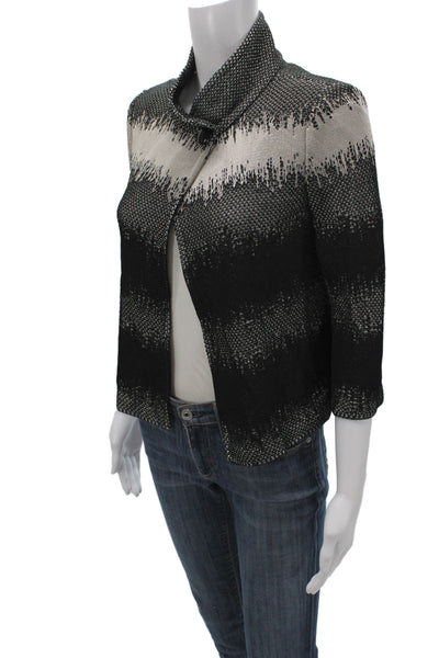 St. John Women Black Striped Button Jacket Unlined Fall Size 2