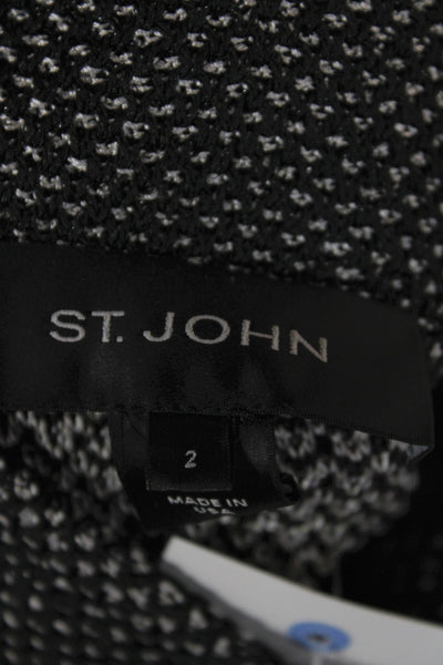 St. John Women Black Striped Button Jacket Unlined Fall Size 2