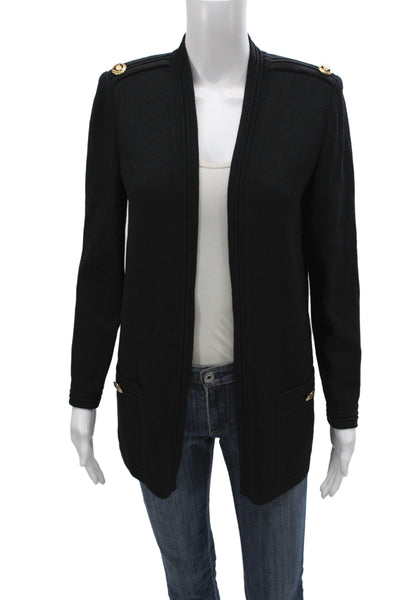 St. John Women Black Knit V-Neck Long Sleeve Cardigan Size PP