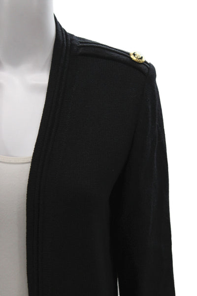 St. John Women Black Knit V-Neck Long Sleeve Cardigan Size PP