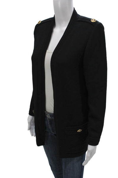 St. John Women Black Knit V-Neck Long Sleeve Cardigan Size PP