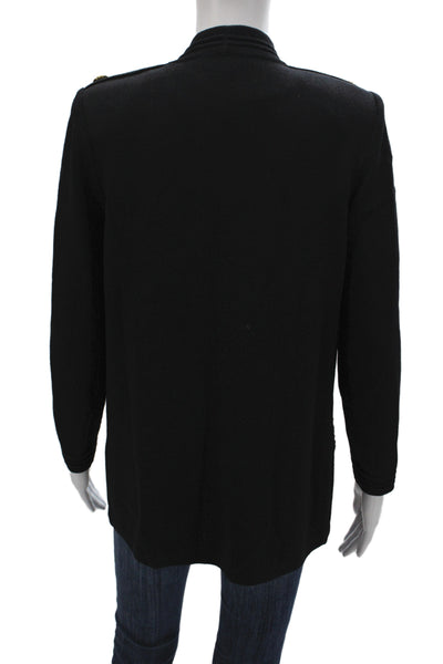 St. John Women Black Knit V-Neck Long Sleeve Cardigan Size PP