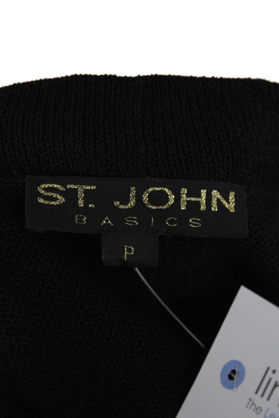 St. John Women Black Knit V-Neck Long Sleeve Cardigan Size PP