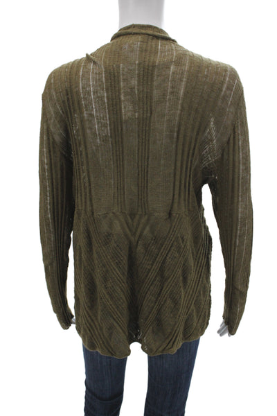 Eileen Fisher Women Green V-Neck Long Sleeve Cardigan Cotton Size XL