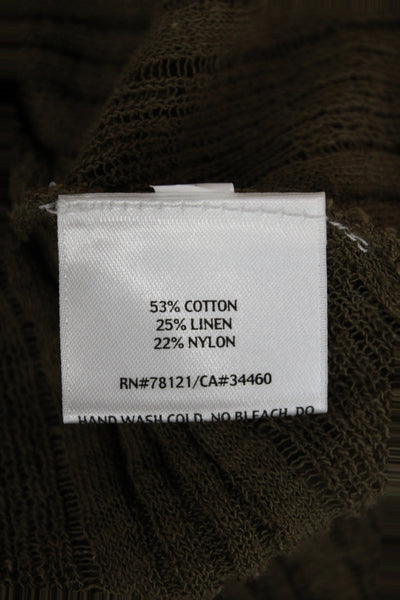 Eileen Fisher Women Green V-Neck Long Sleeve Cardigan Cotton Size XL