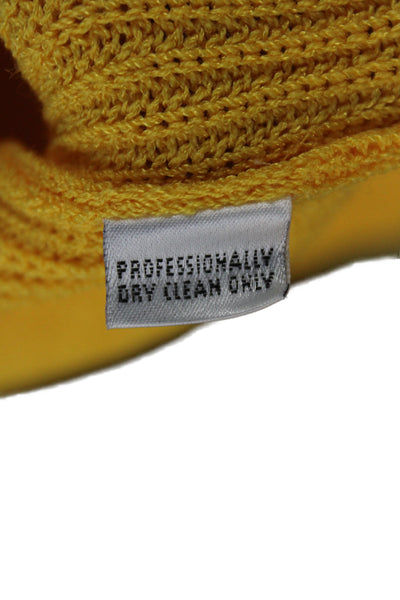 St. John Womens Yellow Knit V Neck Cardigan Long Sleeve Size L