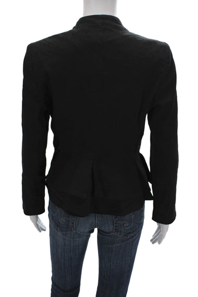 DKNY Womens Linen Blend Peplum Blazer Black Size S