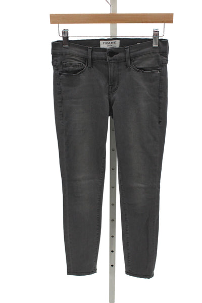 Frame Womens Skinny Gray Jeans Mid Rise Size 26