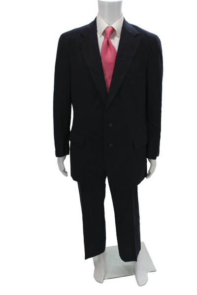 Polo University Club By Ralph Lauren Mens 2 Piece Blue Wool Striped Suit Size L