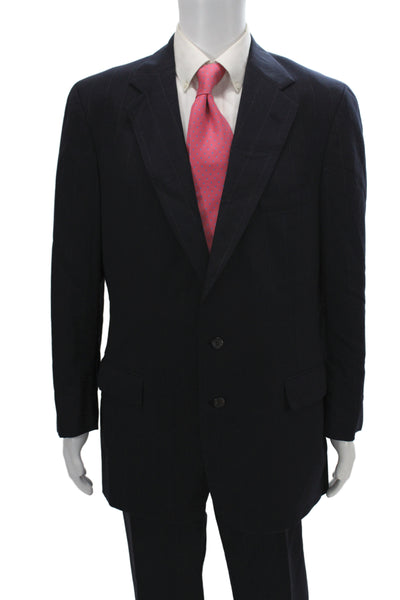 Polo University Club By Ralph Lauren Mens 2 Piece Blue Wool Striped Suit Size L