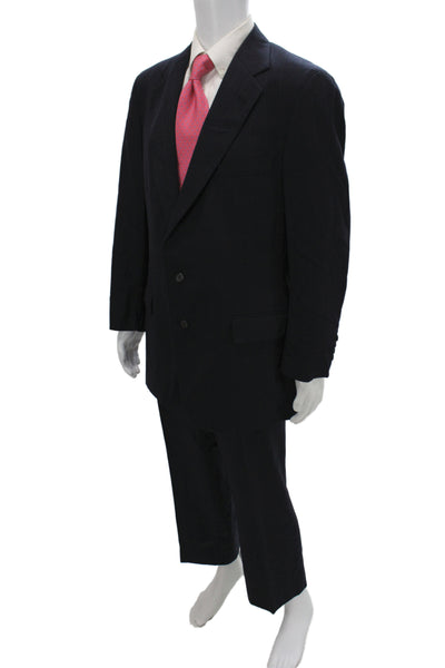 Polo University Club By Ralph Lauren Mens 2 Piece Blue Wool Striped Suit Size L