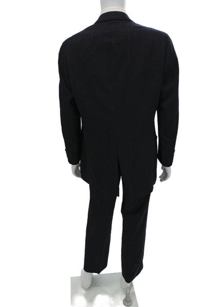 Polo University Club By Ralph Lauren Mens 2 Piece Blue Wool Striped Suit Size L