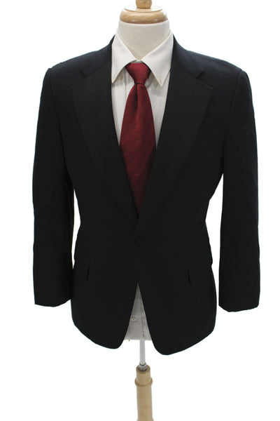 Paul Stuart Mens Tuxedo Jacket Black Wool Solid Button Size 38 Short
