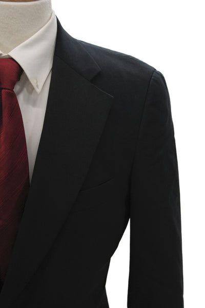 Paul Stuart Mens Tuxedo Jacket Black Wool Solid Button Size 38 Short