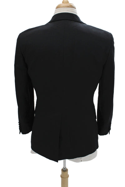 Paul Stuart Mens Tuxedo Jacket Black Wool Solid Button Size 38 Short