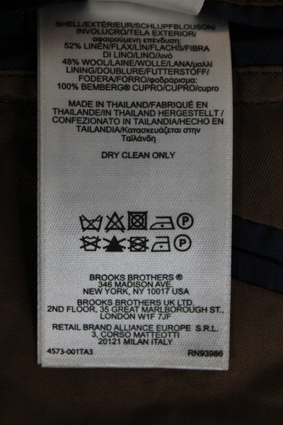 Brooks Brothers Mens 2 Piece Plaid Sport Coat Beige Linen Size 44