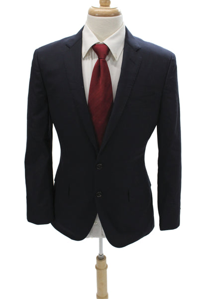 J Crew Mens 2 Piece Wool Suit Jacket Blue Classic Size 38